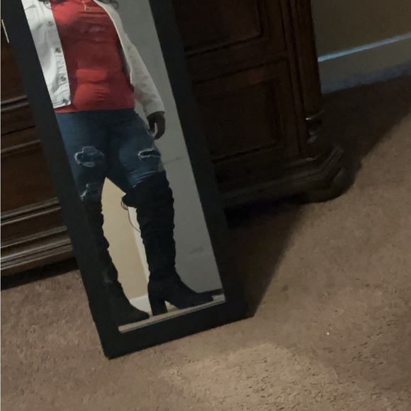 Black Suede Thigh High Boots - Picture 2 of 2